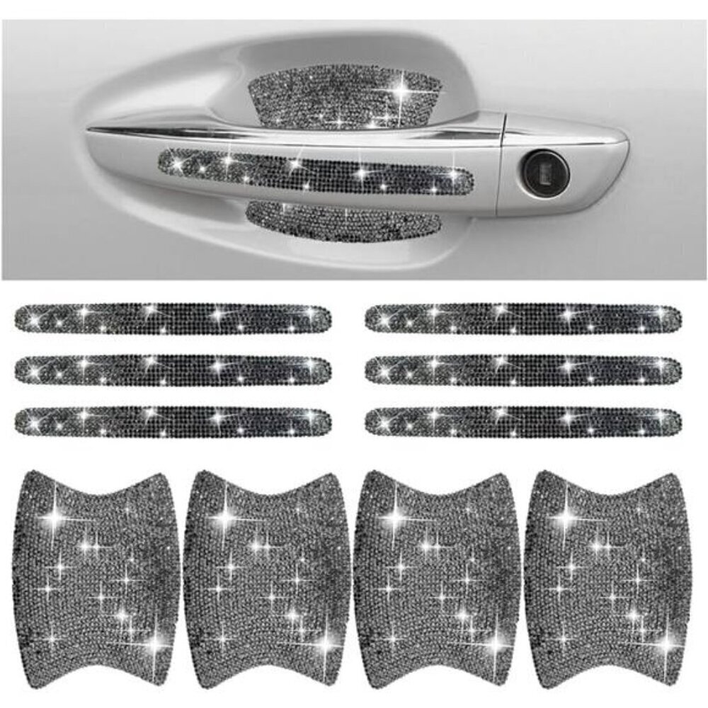 Car Door Handle Protector Bling Sticker Anti-Scratch, Universal Glossy Black